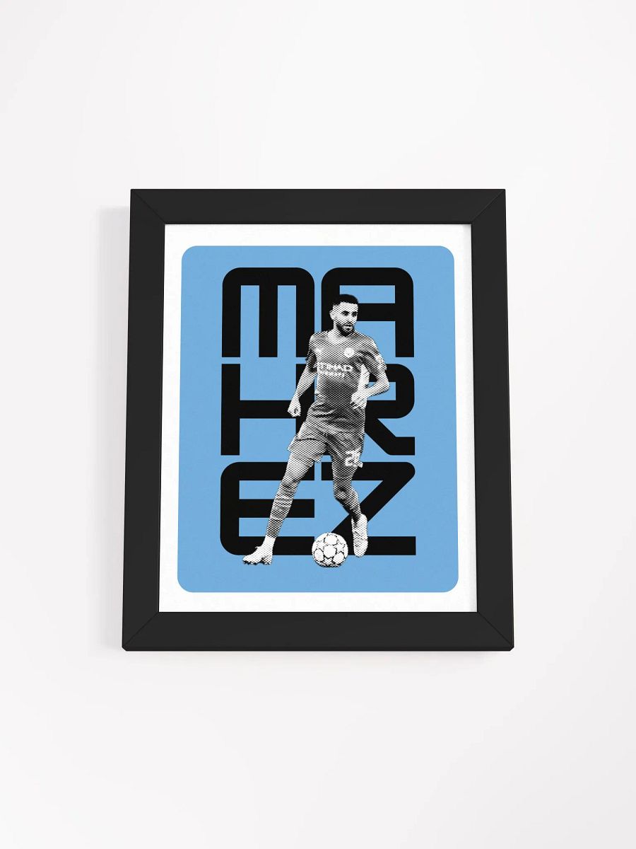 Riyad Mahrez BW Manchester City Name Art Framed Print product image (1)