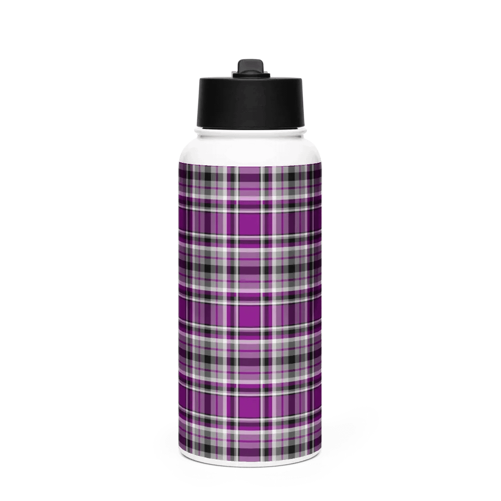 Purple, Gray and Black Plaid Water Bottle product image (4)
