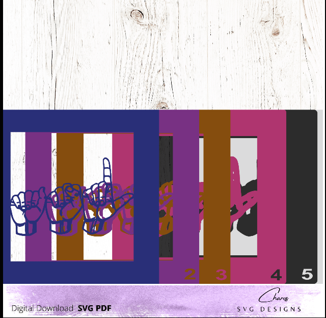 ASL (American Sign Language) 3D Shadow Box SVG Layered Shadow Box Design product image (4)