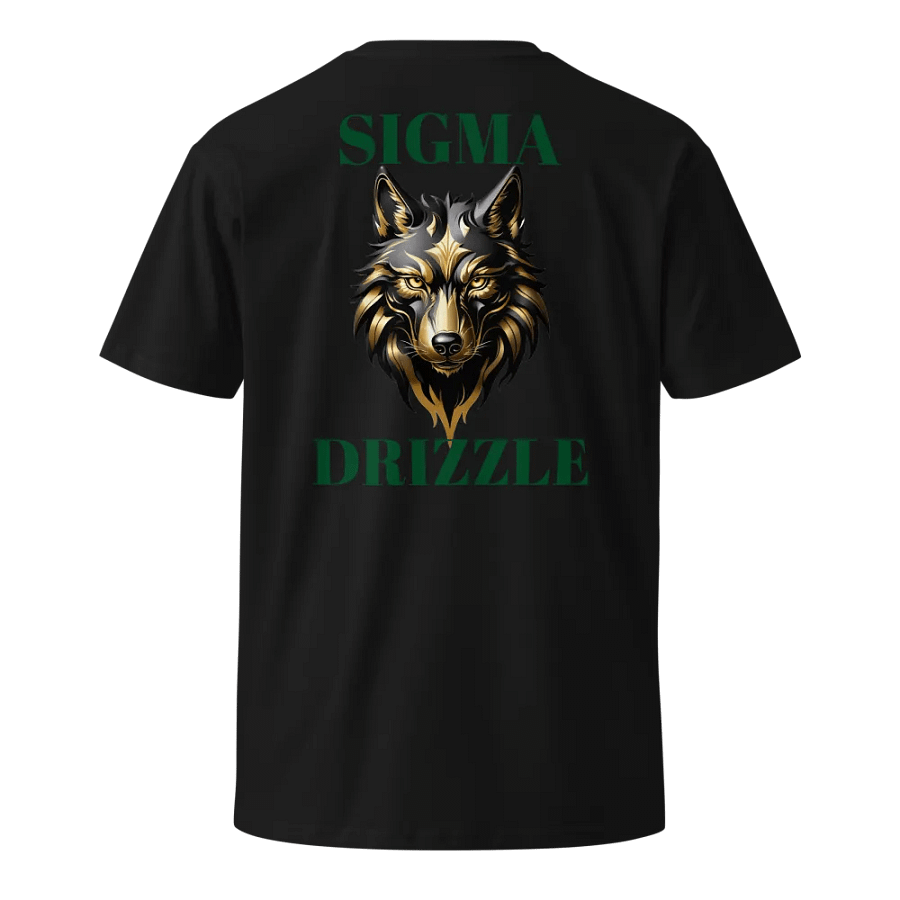 SIGMA WOLF BLACK TEE (GREEN LETTERS) Unisex Premium T-Shirt product image (1)