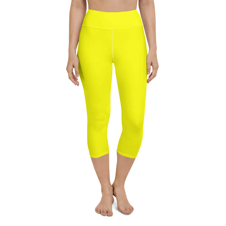 Plain Color Yellow Yoga Capri Leggings product image (1)