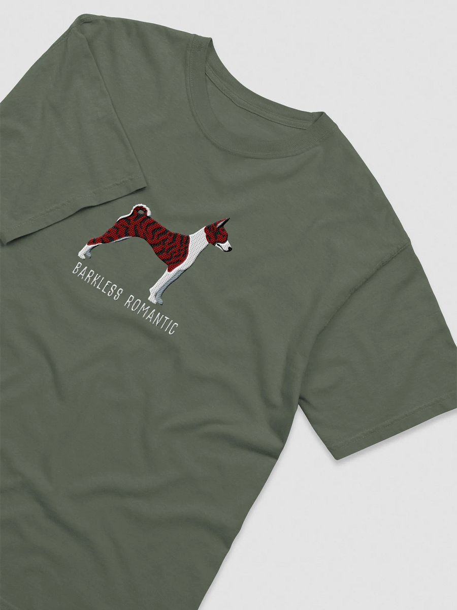 Barkless Romantic T-Shirt(Embroidered) of a Basenji(Brindle) product image (11)