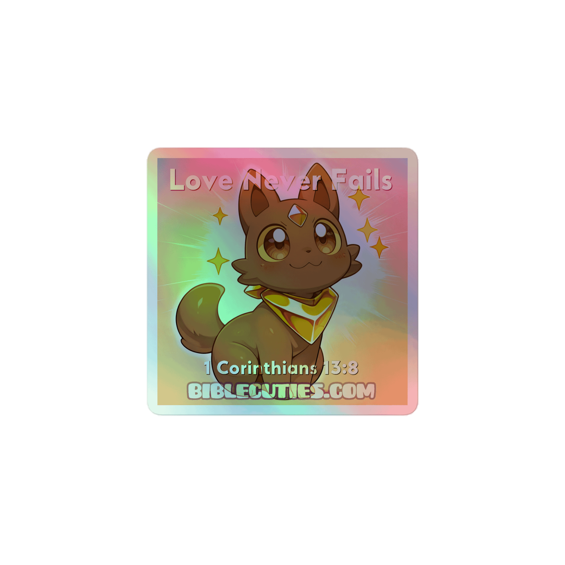 Bible Cuties Matthew - Love Never Fails Holographic Sticker product image (1)