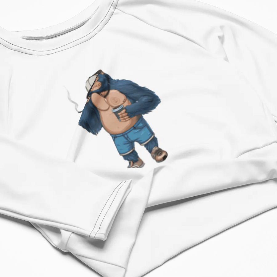 Blue Gorilla All-Over Print Recycled Long Sleeve Crop Top product image (4)