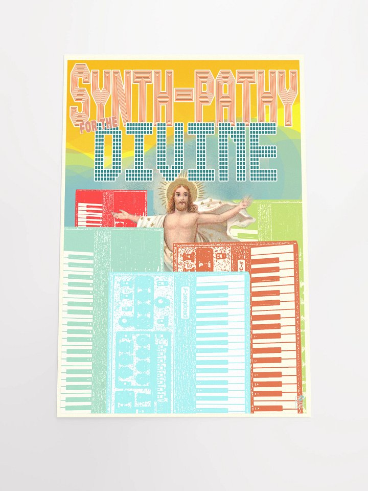 Synth-pathy for the divine, Prophet5 tribute, by Frank Fonik, Techno EDM Matte Paper Poster product image (1)