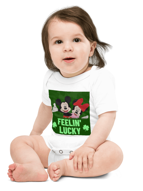 Mickey and Minnie mouse - green style (art by Dina R.) acrylic painting picture - Baby Short Sleeve One Piece product image (10)