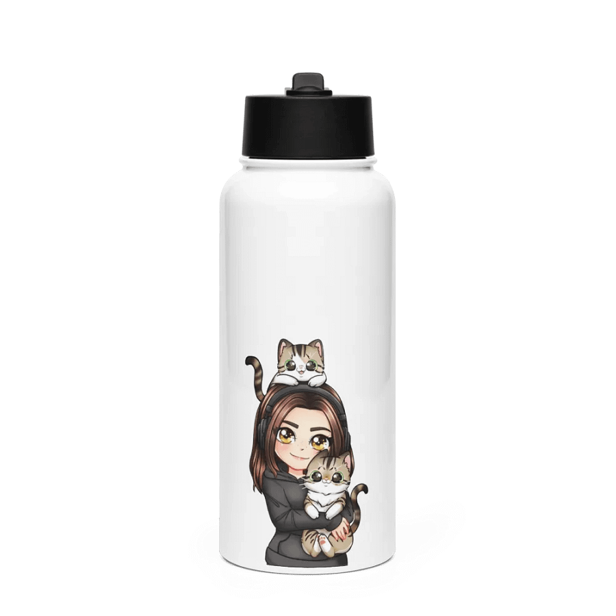 Stainless Steel Water Bottle with Straw Lid and Soof and cats logo product image (1)
