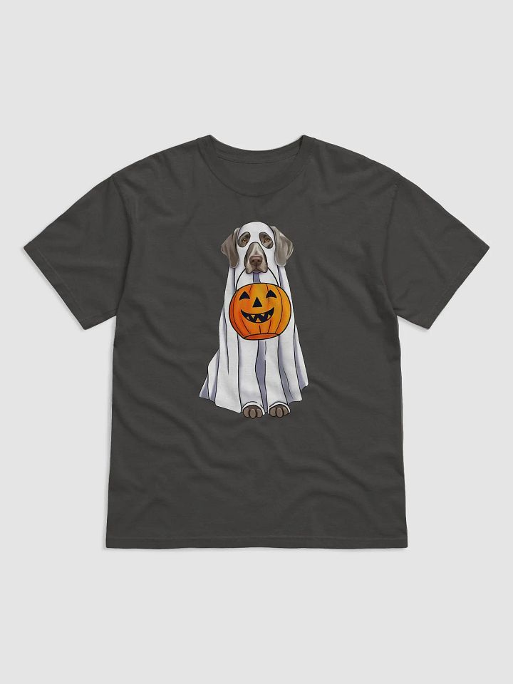 Weimaraner Halloween Tee | Funny Fall and Halloween Weimaraner Wearing a Ghost Costume with Pumpkin Basket product image (7)