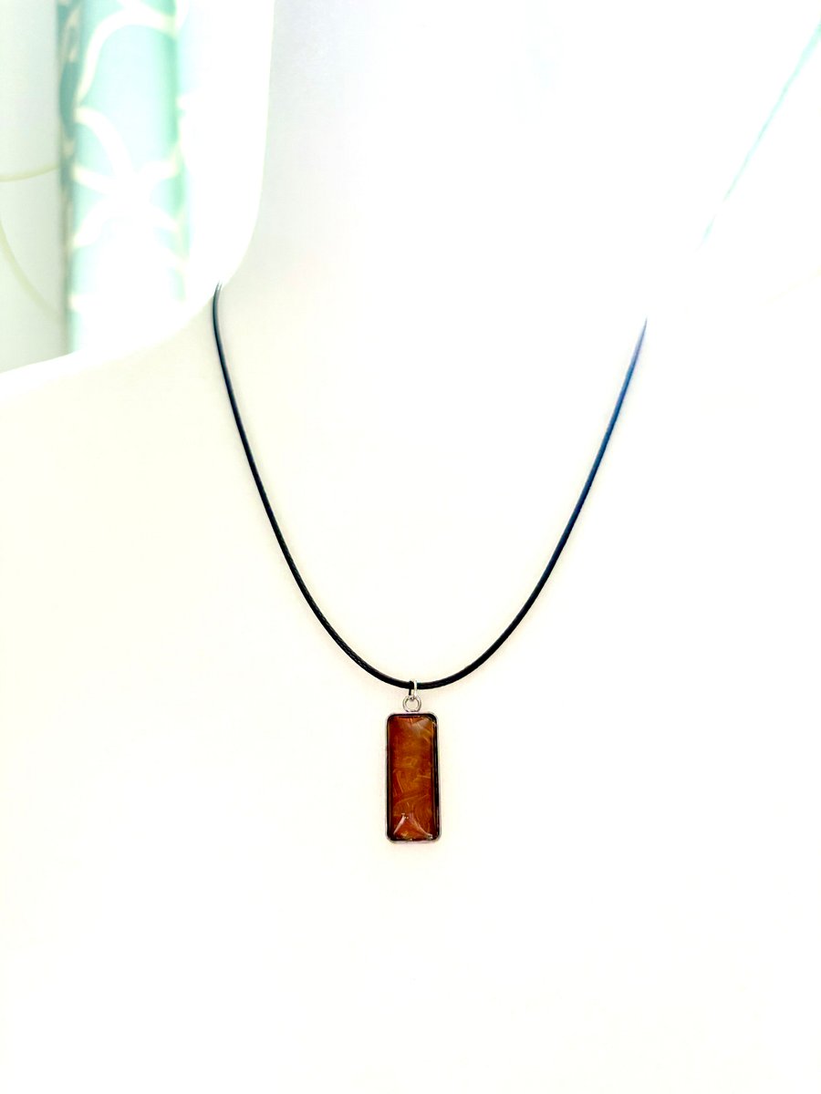 Electric Tide Pendant Necklace | Amber Orange Tangerine | Rectangle Cabochon | Monique Faella Designs™ | MFD-00154 product image (3)