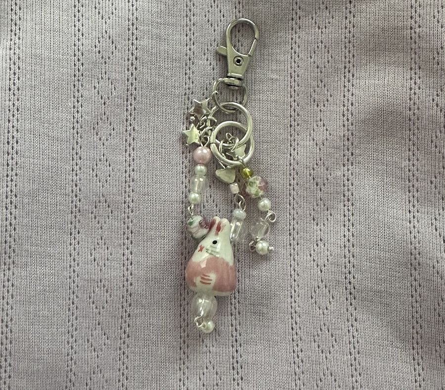 Handmade cute dangly bunny keychain product image (2)