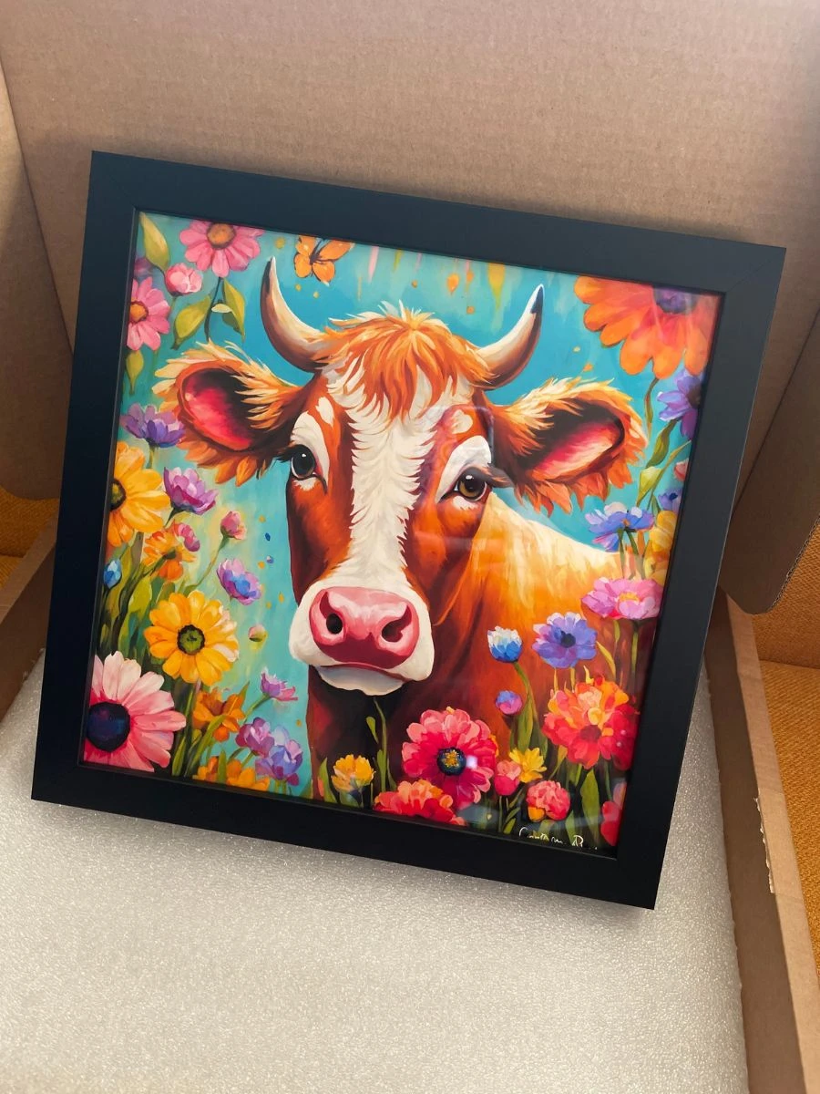 Spring Cow Painting Framed Art Print product image (5)
