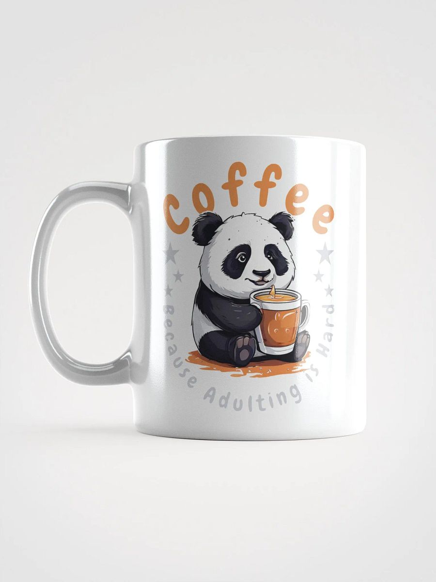 Coffee: Because Adulting is Hard – Funny White Glossy Mug | Double-Sided Cute Panda Design | Perfect for Coffee Lovers product image (6)