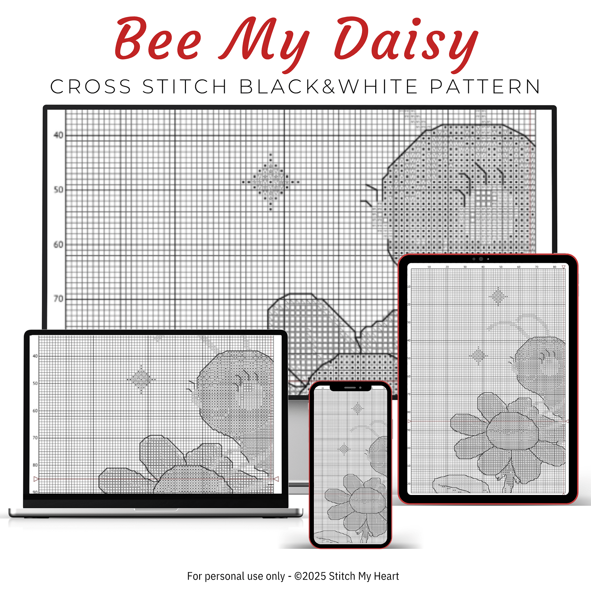 Bee my Daisy Cross Stitch Pattern product image (4)