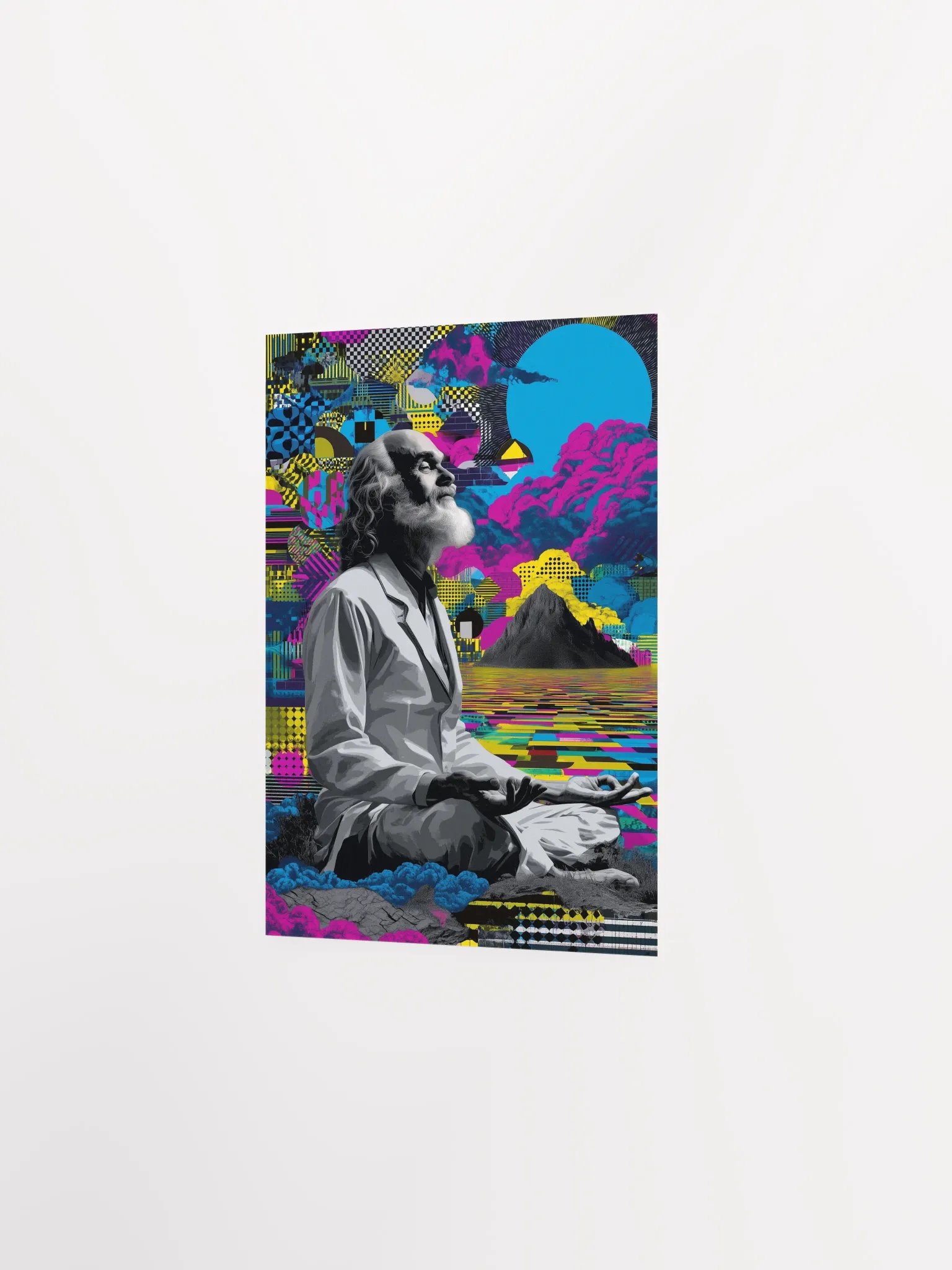 Psychedelic Ram DassMeditation: Pop Art Mountains, Neon Clouds, and Visionary Lotus Pose product image (4)