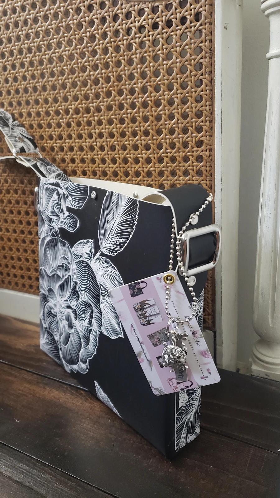 Shabby Chic Black Flora Gift Bag Handmade product image (2)