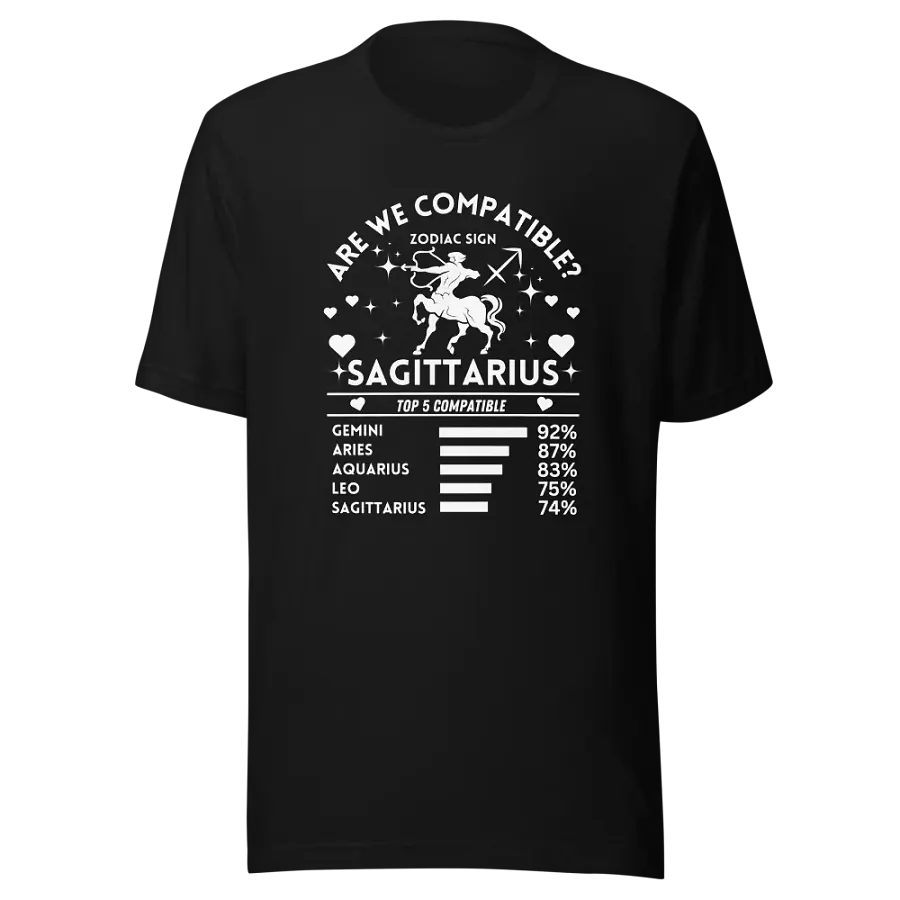 Sagittarius Zodiac Sign Romantic Compatibility T-Shirt - Bella Canvas 3001 Unisex Staple T-Shirt - Dark Colors product image (3)