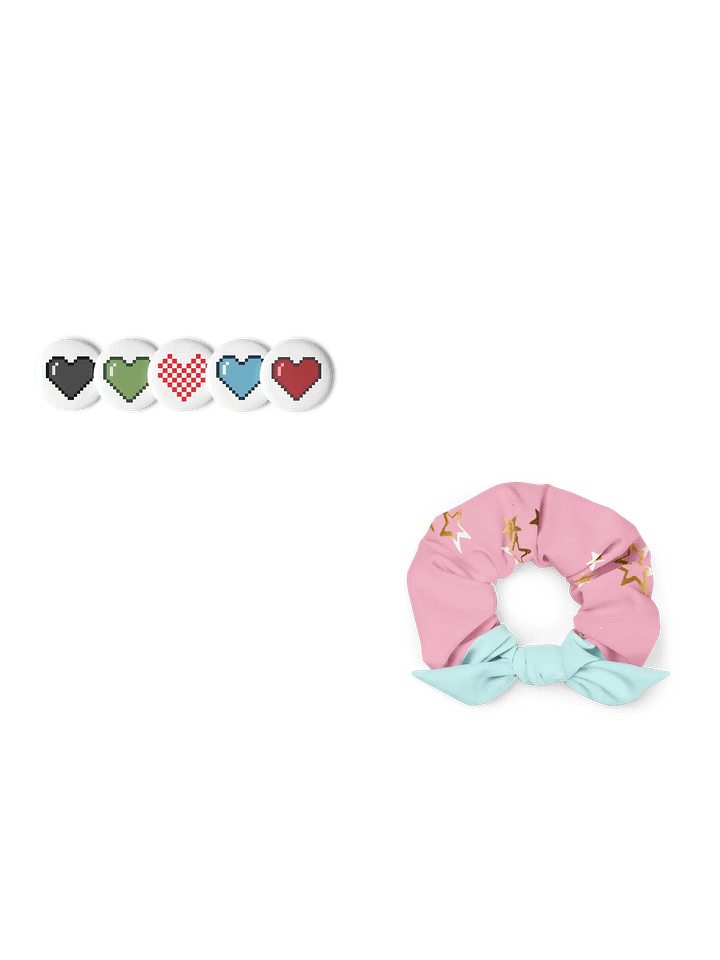 Pixel Heart Pin + Starry Nights Scrunchie Bundle | Fun & Playful Aesthetic Gift Set product image (1)