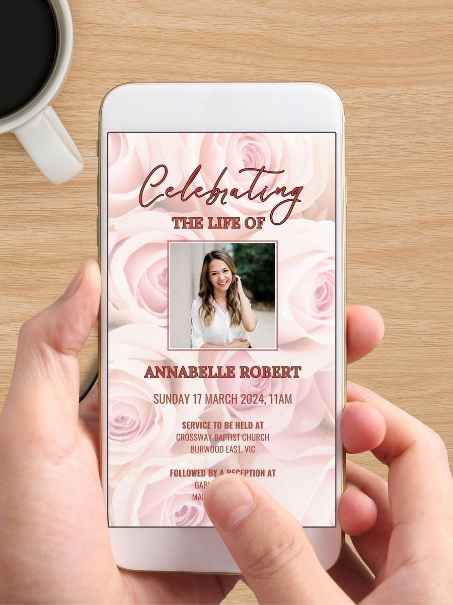 Pink Roses Evite Canva Template product image (5)