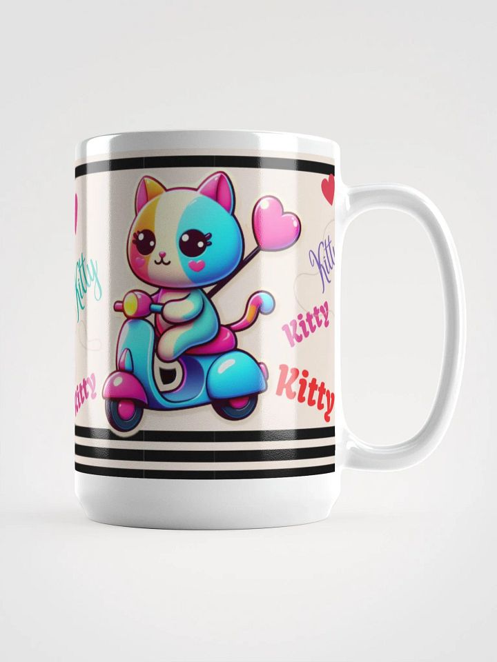 Happy kitty is Cycling!-White Glossy Mug product image (1)