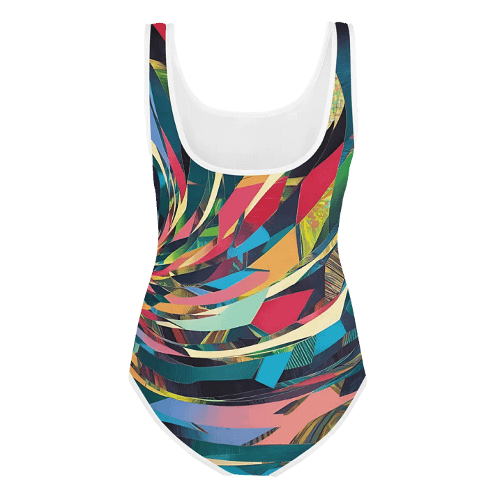 Abstract Lithographic Pattern Design Youth One Piece Swimsuit - V11 product image (2)