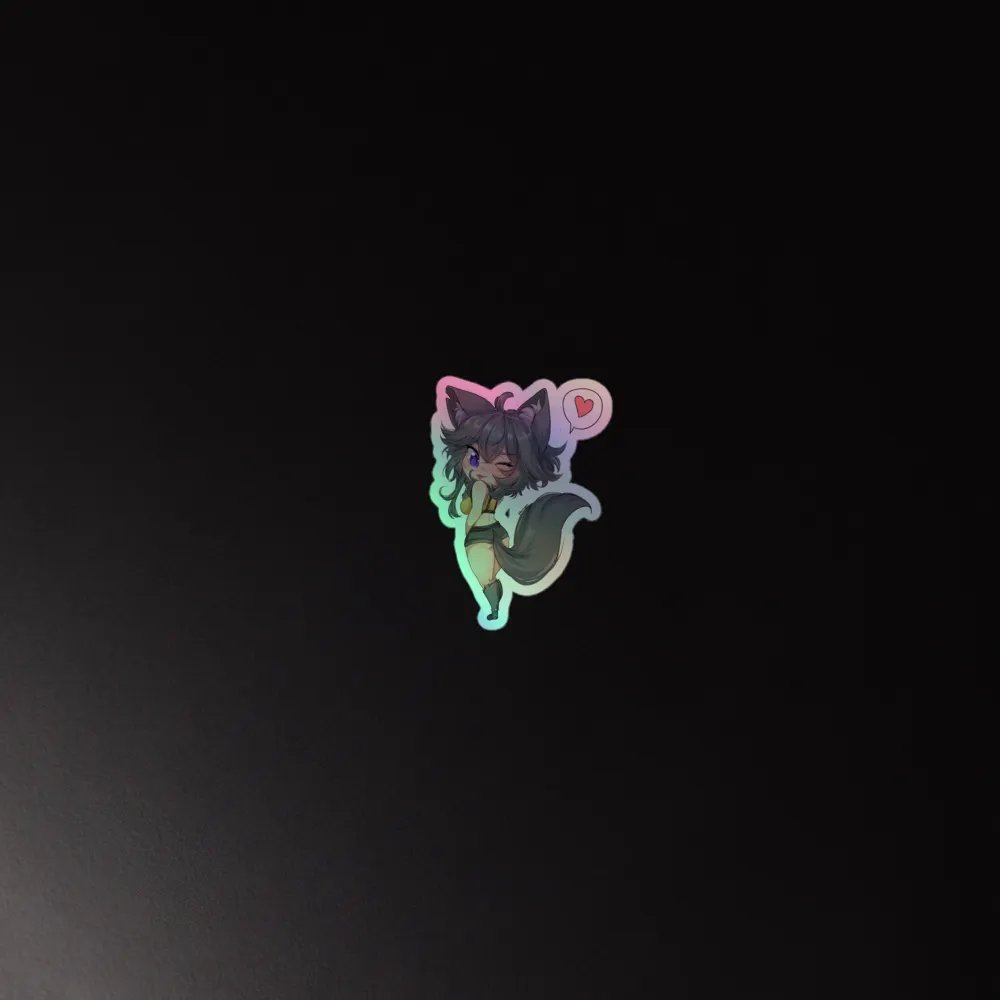 WolfcatRisi Flirty Chibi Holographic Sticker product image (2)