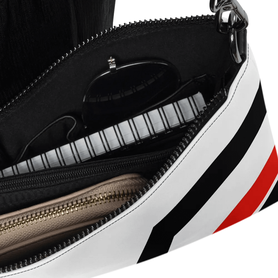 Black/White/Red Bent Color Lines Crossbody Bag product image (8)