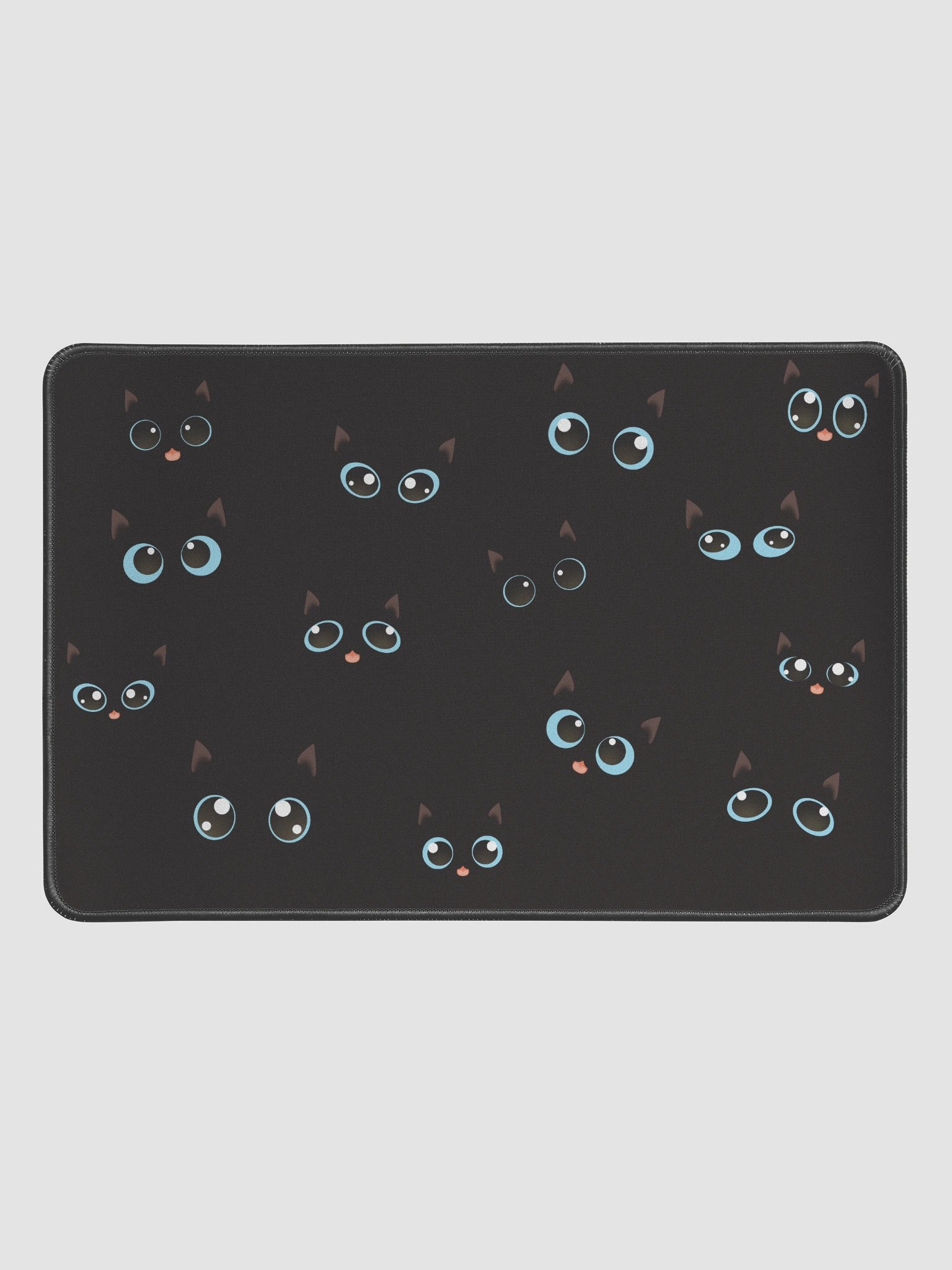 Cute Black Cat Faces (Blue Eyes) Desk Mat 12" x 18" product image (1)