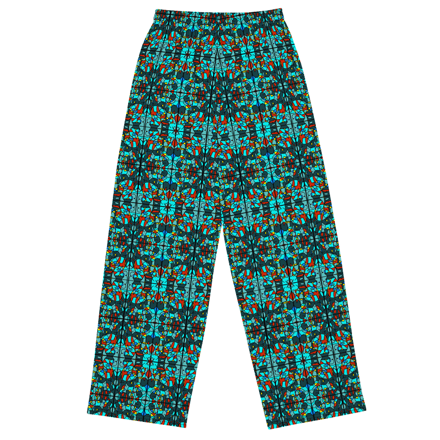 Turquoise Stained Glass - All-Over Print Wide-Leg Pants product image (6)
