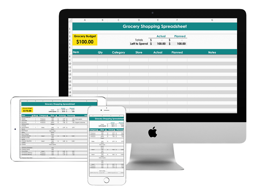 Grocery Budget & Shopping List Excel Spreadsheet Template product image (5)