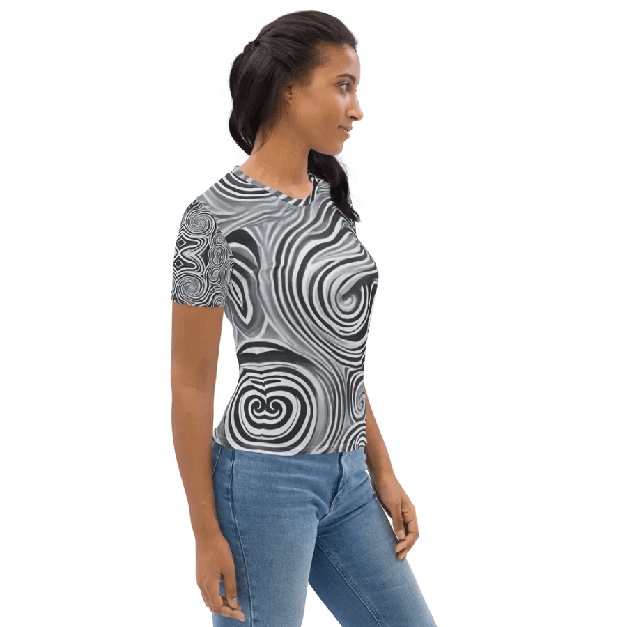 Funky Black and White Noir Tie-Dye Women's Crewneck T-shirt product image (3)
