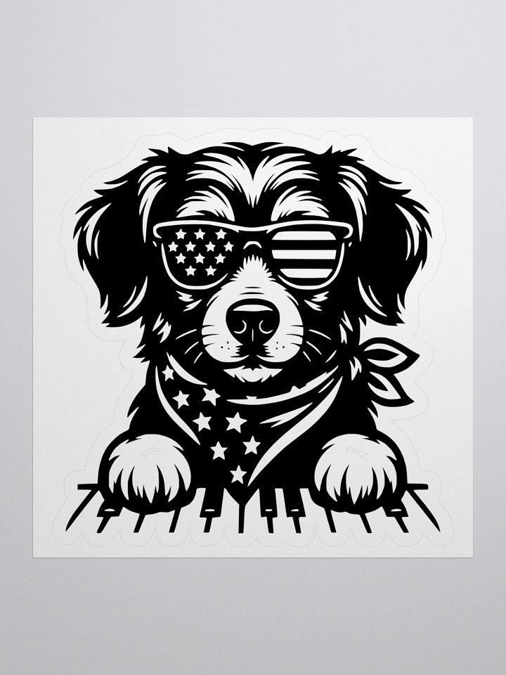 Patriotic Piano Pup in Bandana | Border Collie Sticker product image (1)