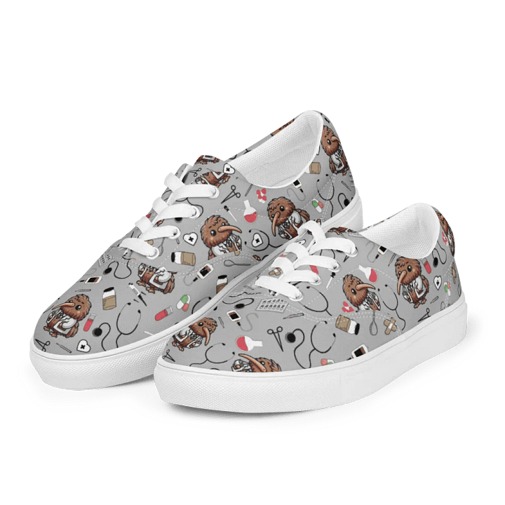 Cute Medical Kiwi Lace-up Canvas Shoes (Grey) product image (1)