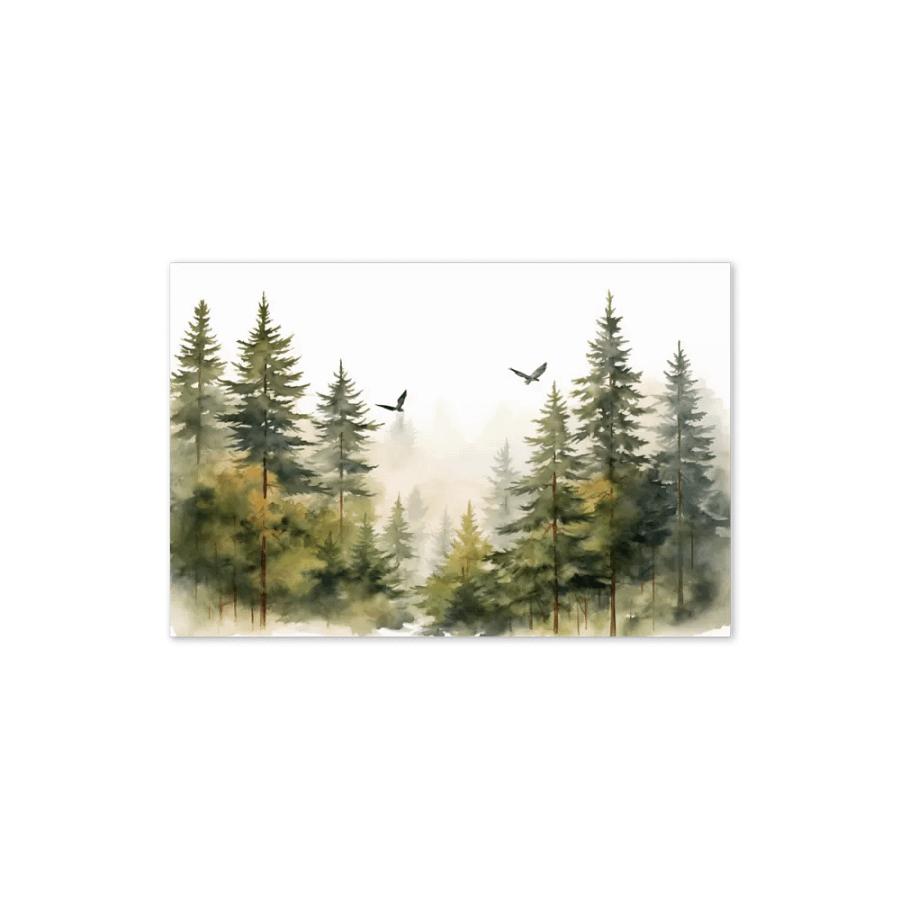 All-Occasion Greeting Card: Flying Birds Over Fir trees product image (4)