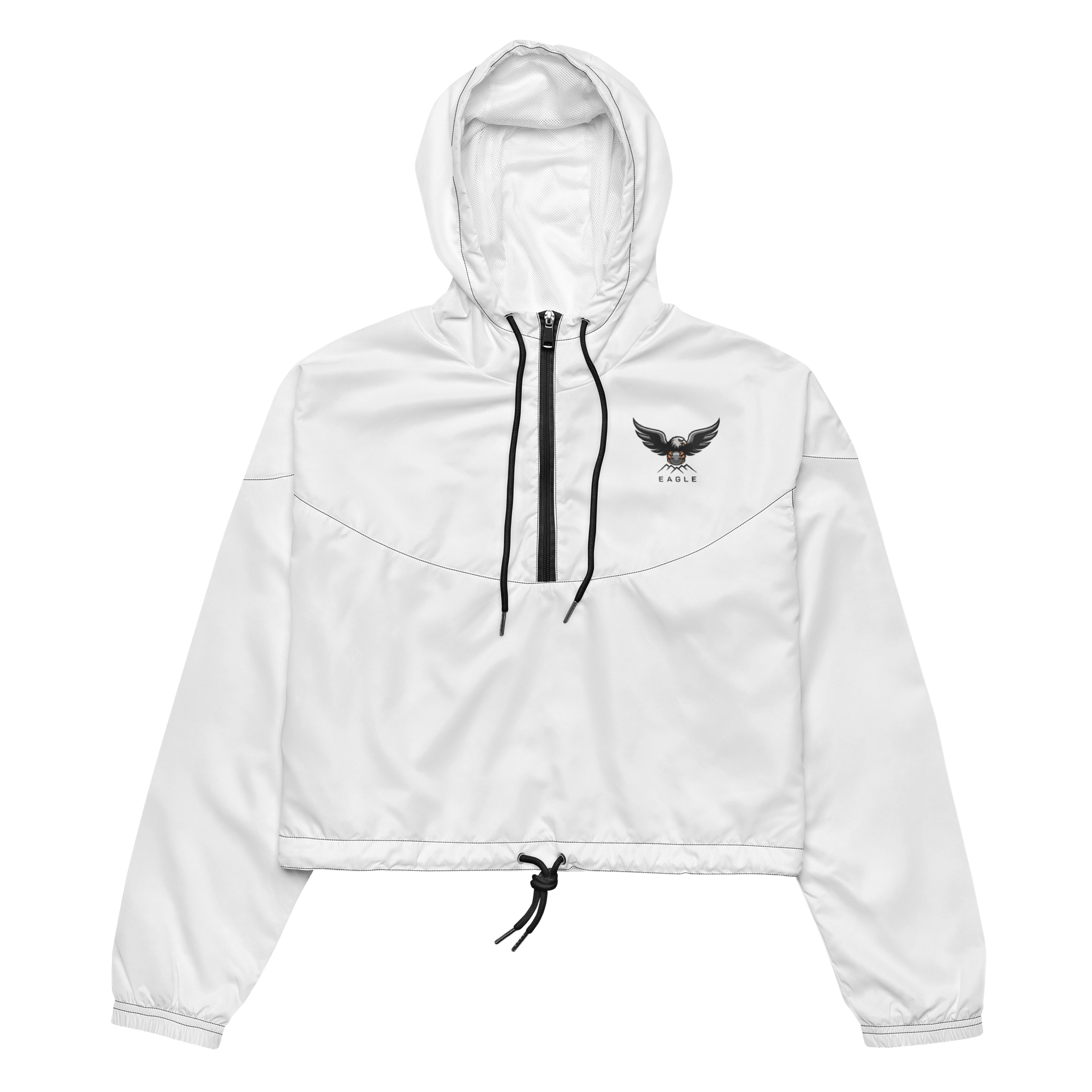 Eagle All-Over Print Women’s Cropped Windbreaker - White, Bold Design, Lightweight product image (2)