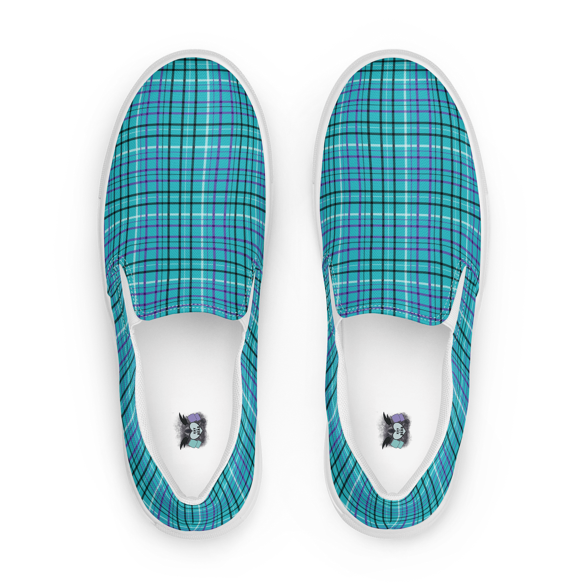 Teal Plaid Men's Slip-On Shoes product image (1)