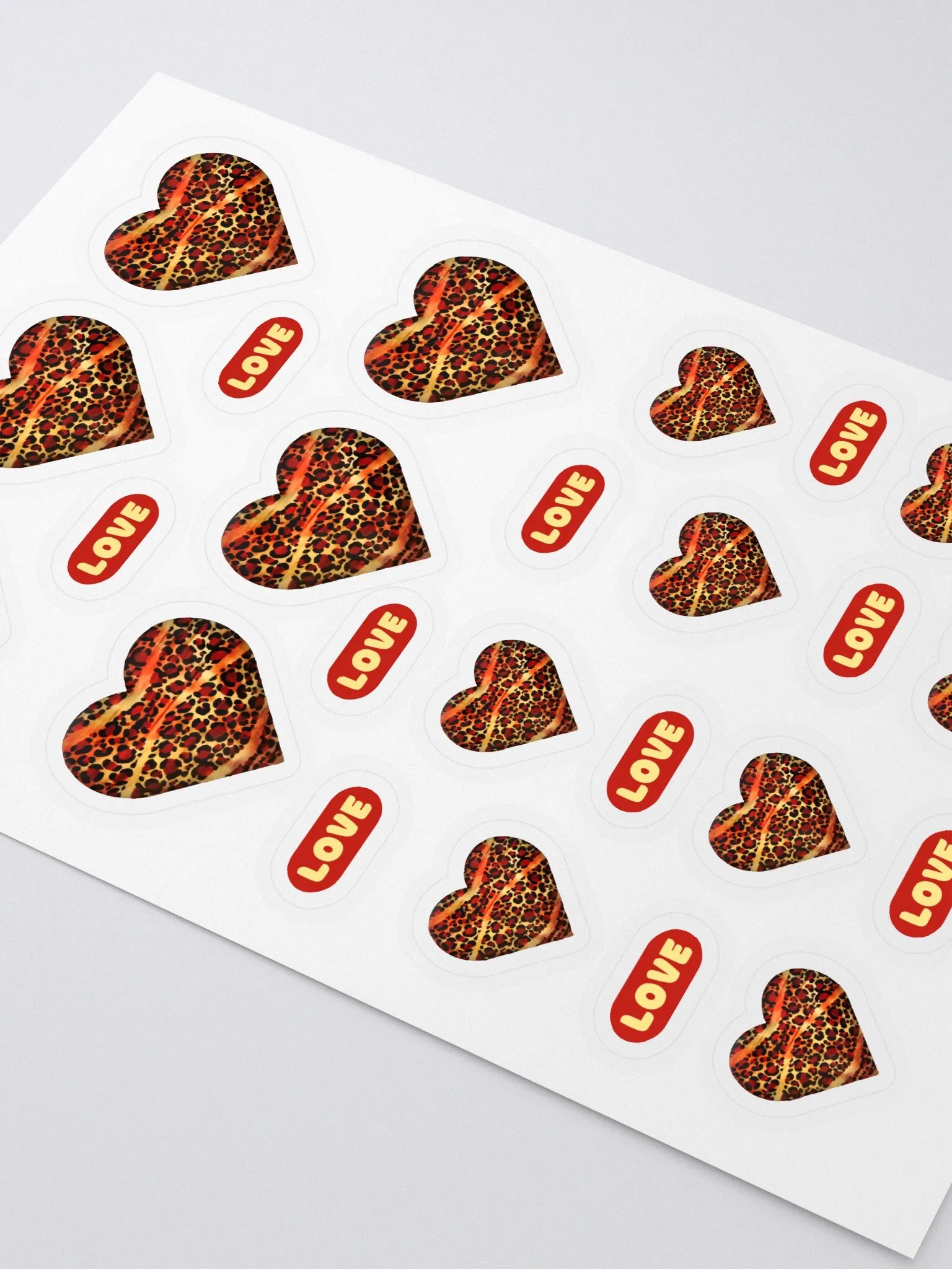 Leopard Skin Red Gold Stripes Heart - Sticker Sheet product image (3)