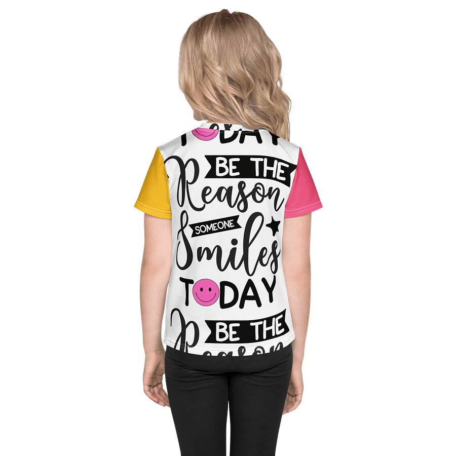 "Be the Reason Someone Smiles Today" All-Over Print Kids Crew Neck T-Shirt product image (4)