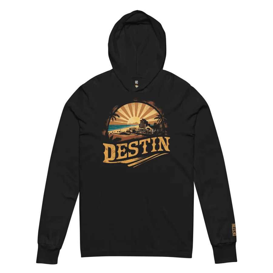 Retro Coastal Destin Sunset Long Sleeve Hooded Tee product image (9)