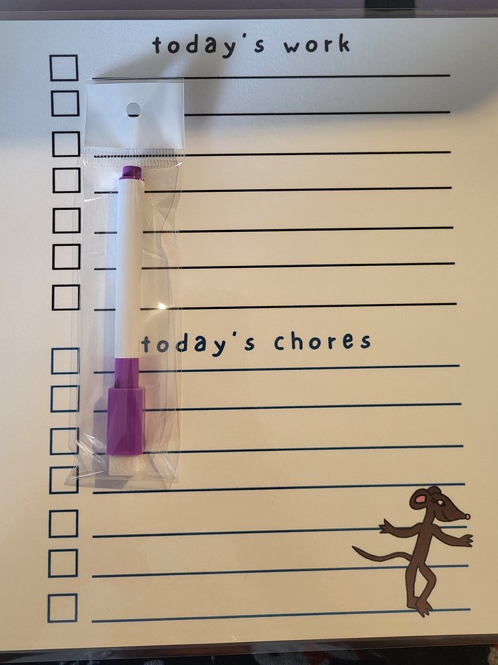 Cute Cartoon Burgundy Girl Rat Laminated To Do List with Dry Erase Marker product image (1)
