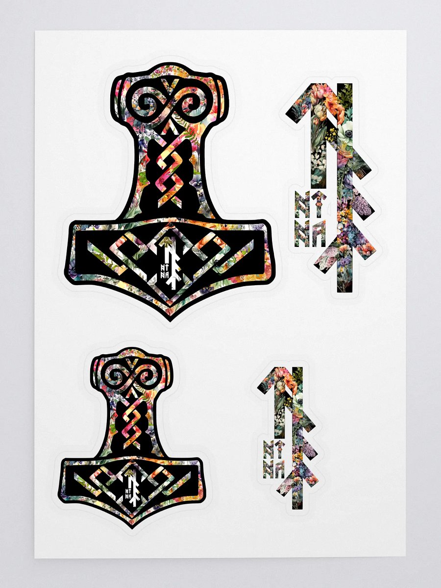 NTN Apparel Floral Mjölnir - Kiss Cut Sticker set product image (3)