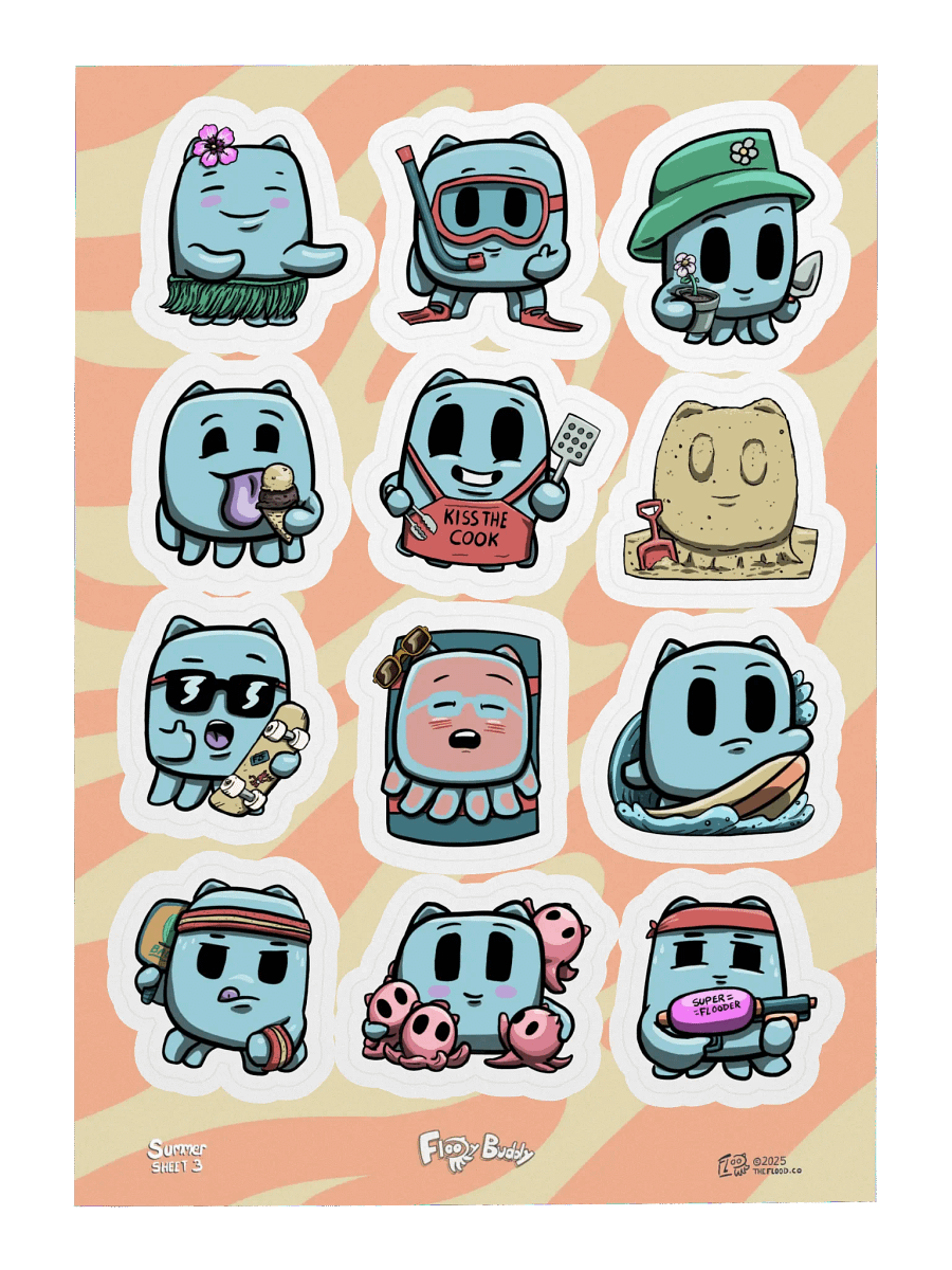 Floody Buddy Sticker Sheet 3 - Summer Fun product image (3)