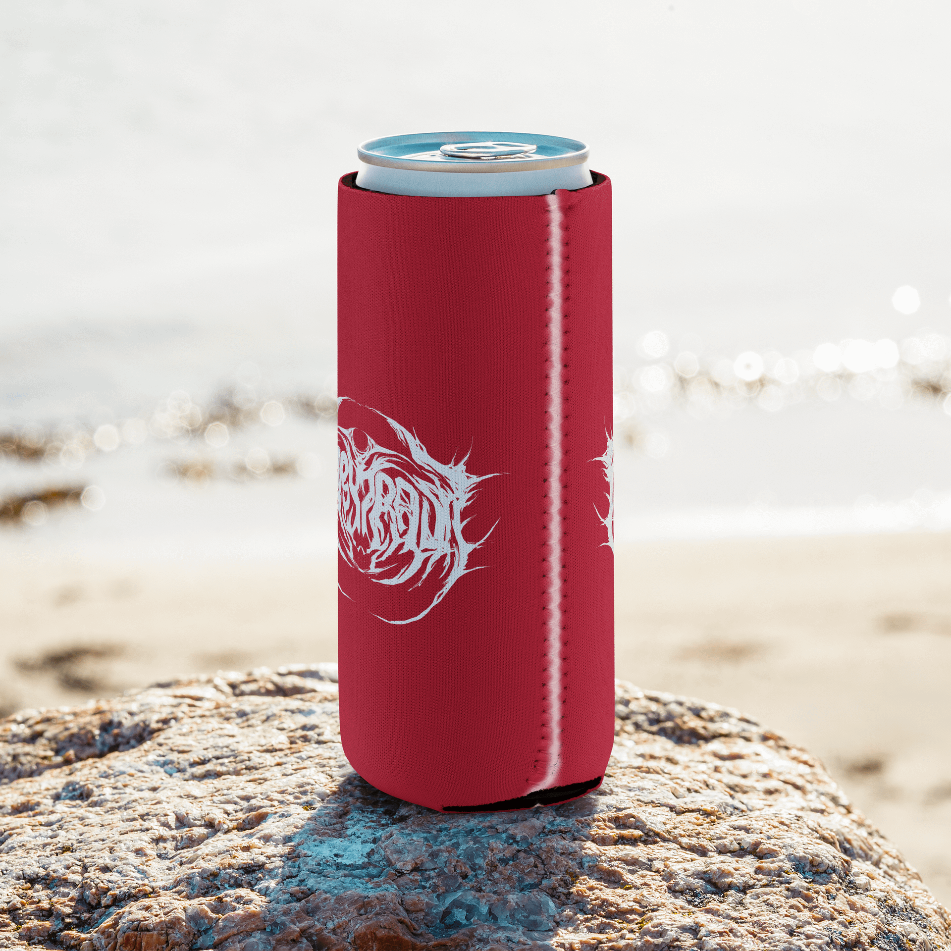 Metal Logo Koozie - White Print on Red product image (8)
