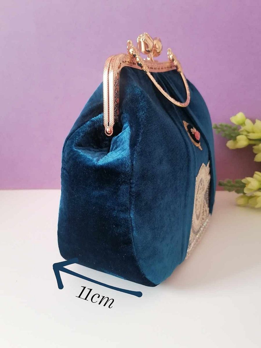 Velvet teal handbag product image (5)
