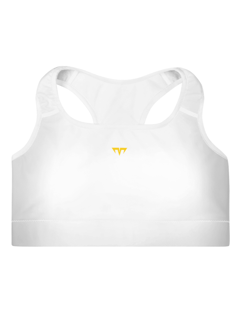 Women's Activewear - Padded Sports Bra White - Printed Gold Logo product image (1)
