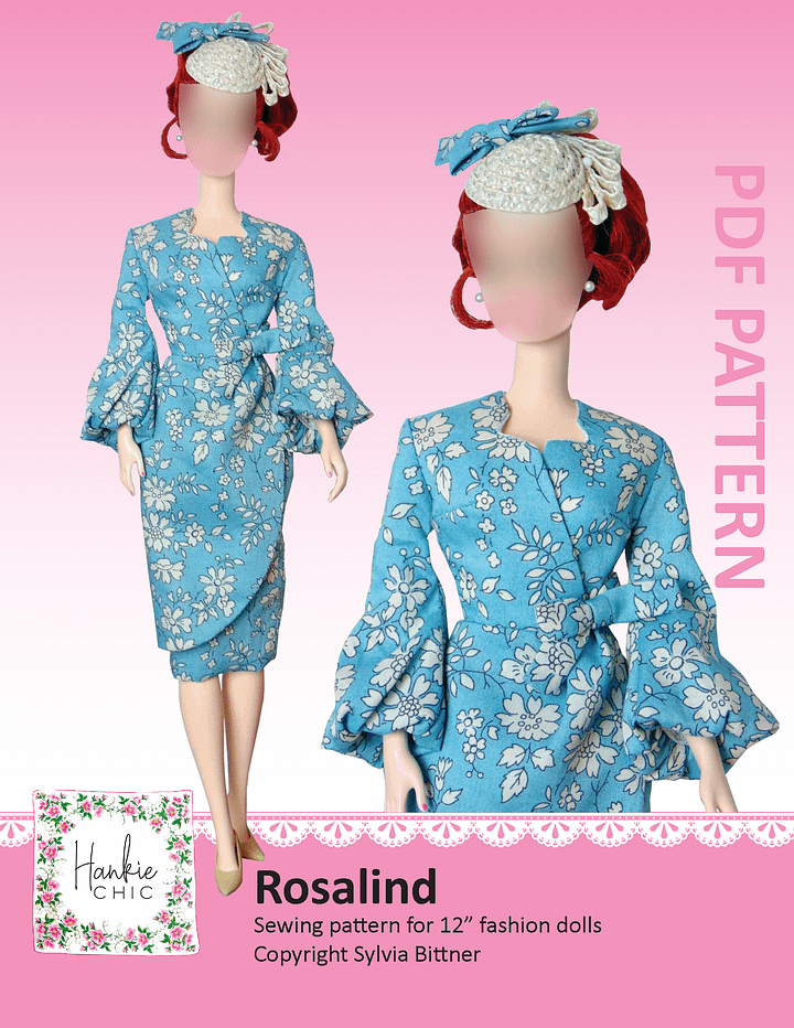 Rosalind sewing pattern for 12" fashion dolls product image (1)
