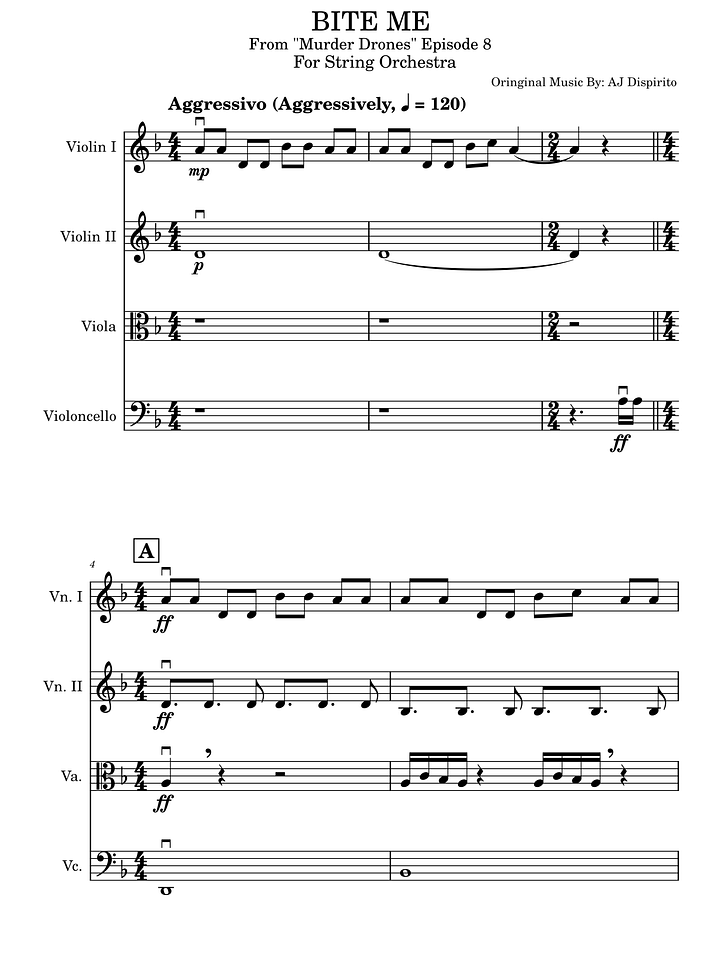 BITE ME (From "Murder Drones" Episode 8) Orchestra Cover Sheet Music product image (1)