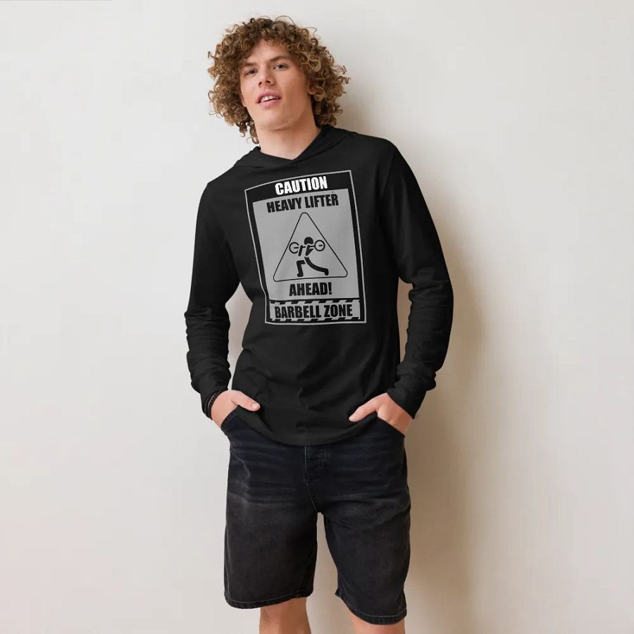 Caution Heavy Lifter Ahead Black/Gray Logo Hooded Tee product image (6)