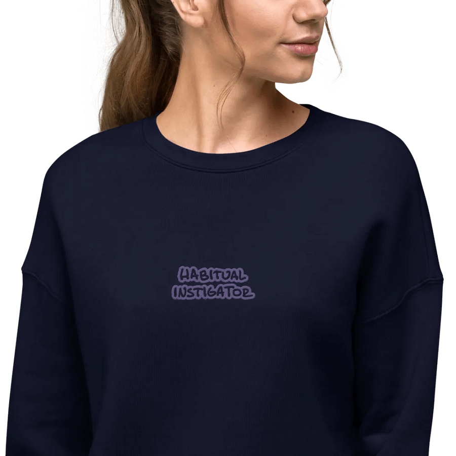HABITUAL INSTIGATOR (purple outline) embroidered fleece crop crew product image (32)