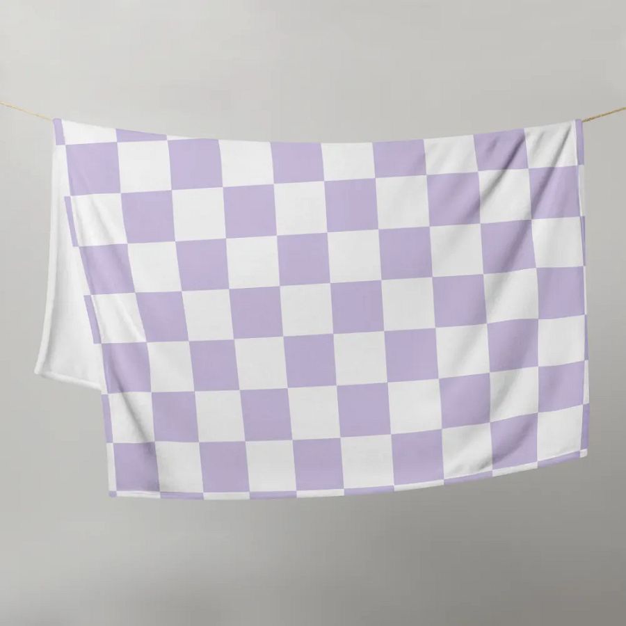 Squares White and Lilac/Throw Blanket by Allcolor product image (9)