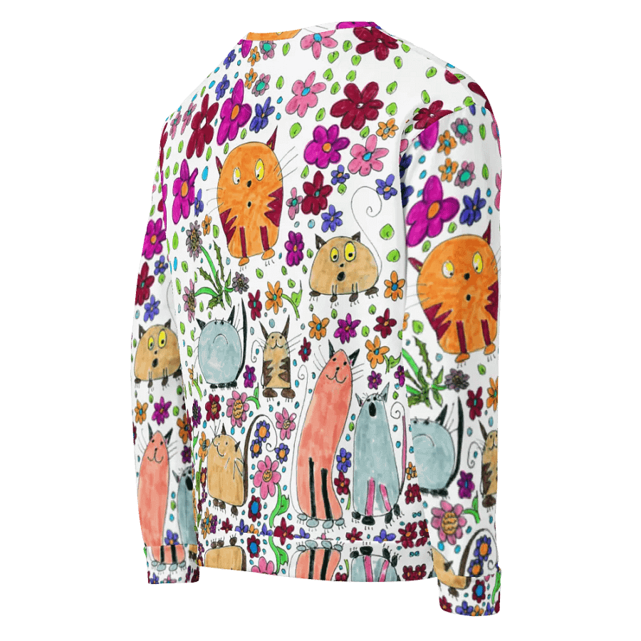 Abstract Floral Doodle Art Cats Unisex Sweatshirt product image (8)